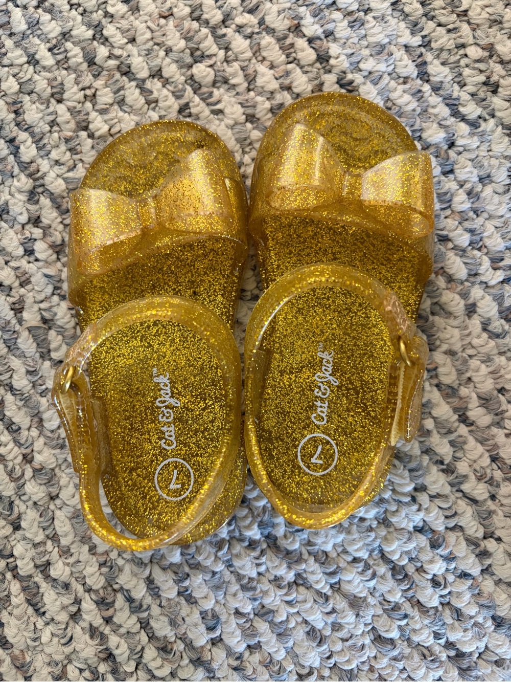 Cat & Jack Glitter Gold Toddler Sandals with Bow Accent